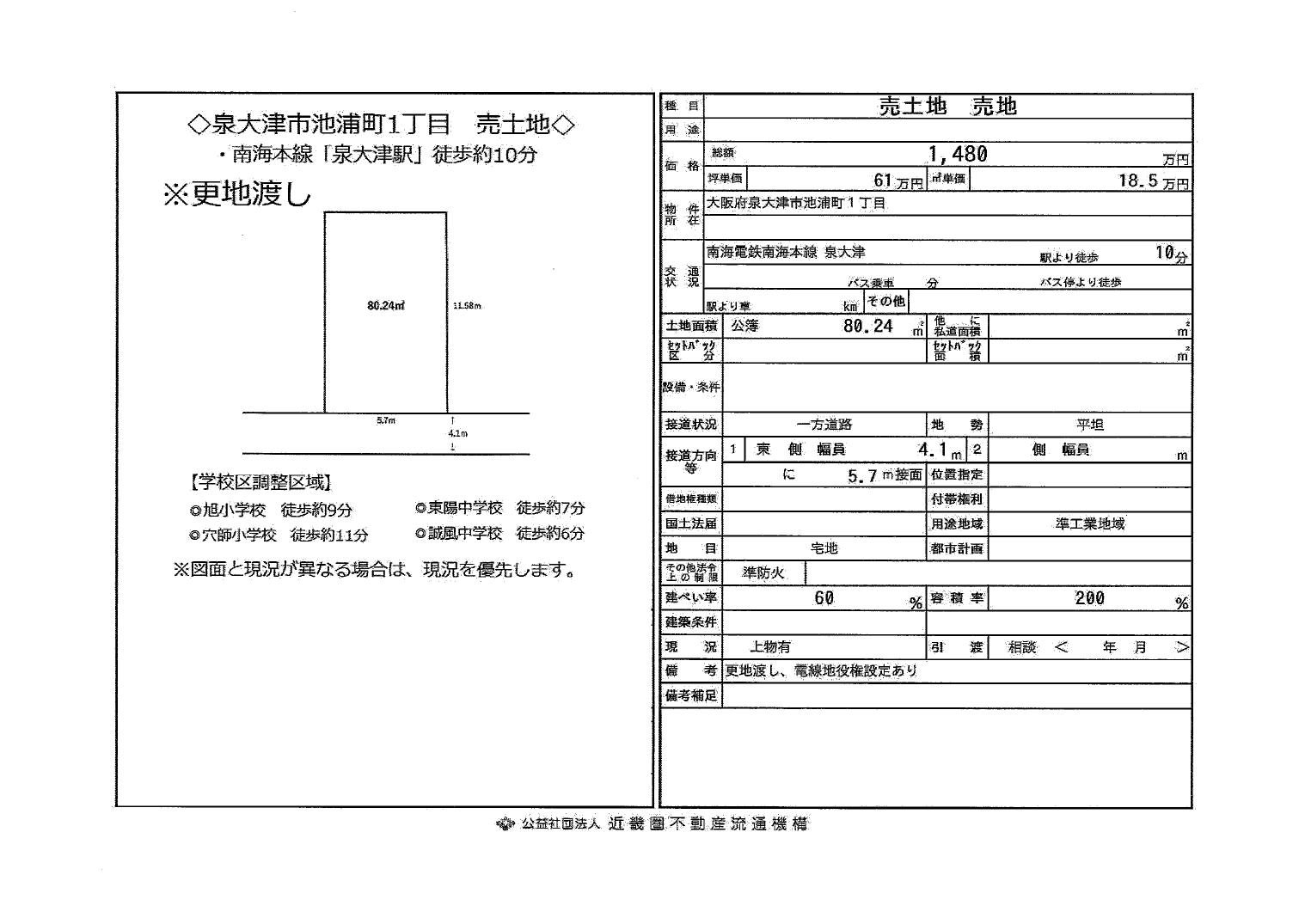 泉大津市池浦町　売地